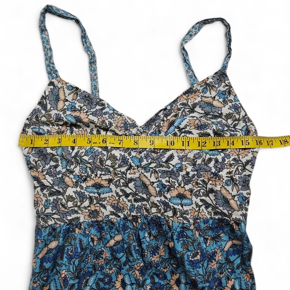 Rebecca Taylor La Vie Print Mix Floral Tie Back Boho Midi Dress In Blue Sz XL - Picture 11 of 12